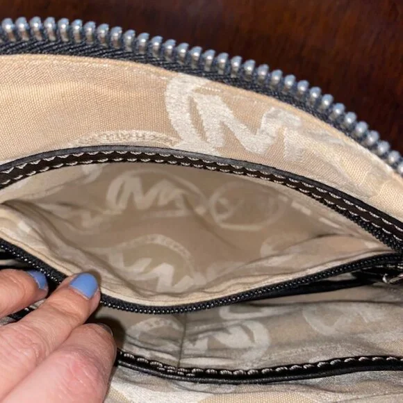 Michael Kors Bedford Leather Shoulder Bag - BlackSilver Studs & MK Logo